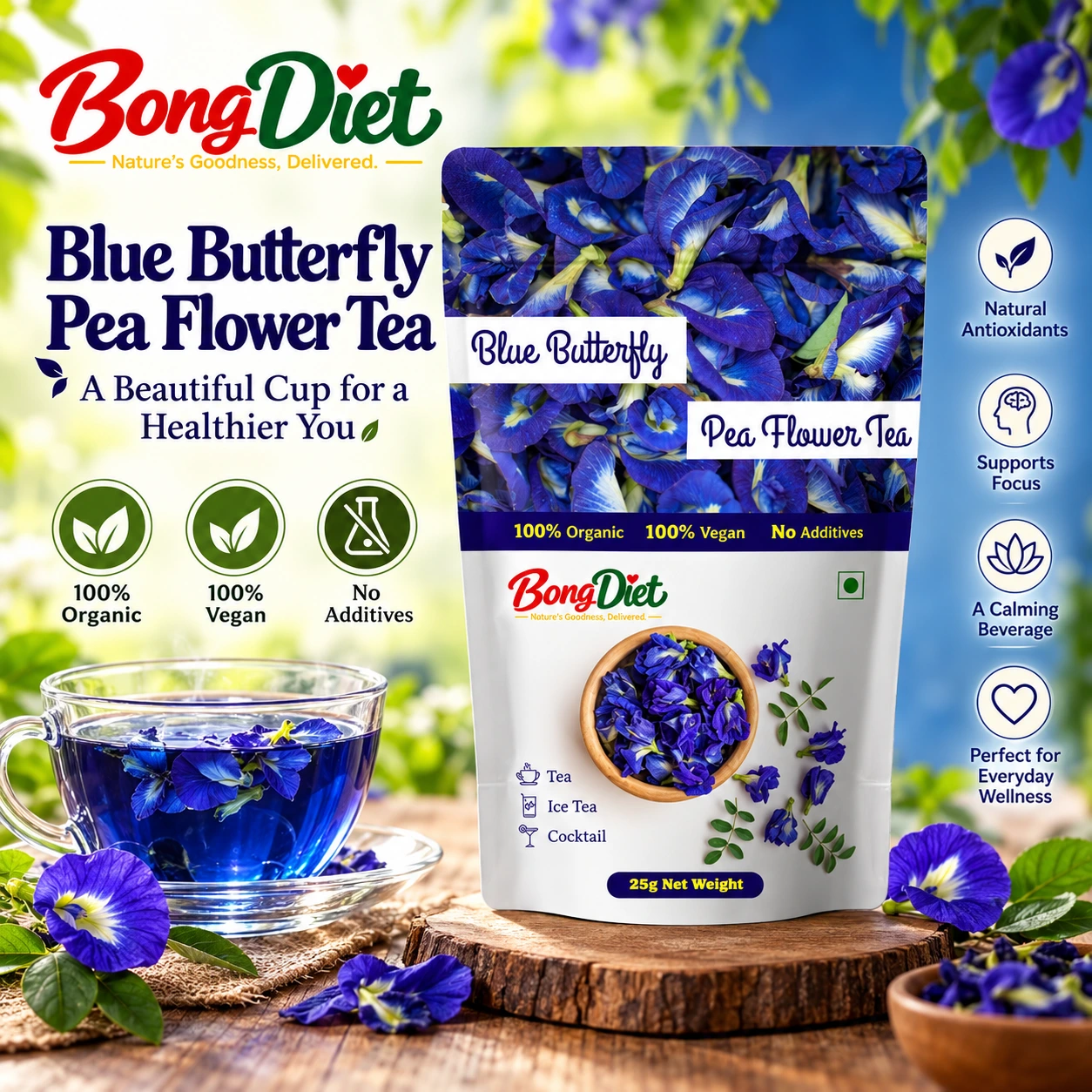 Premium Blue Tea – 25g | 100% Butterfly Pea Flower Tea
